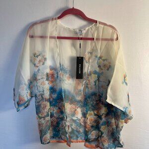 Escalier Open Front Floral Top Coverup Capulet NEW Size 8 Feminine